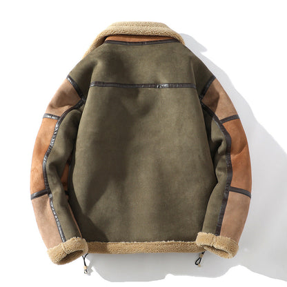 Giacca da uomo in shearling con blocchi di colore – Foderata e dal taglio rilassato