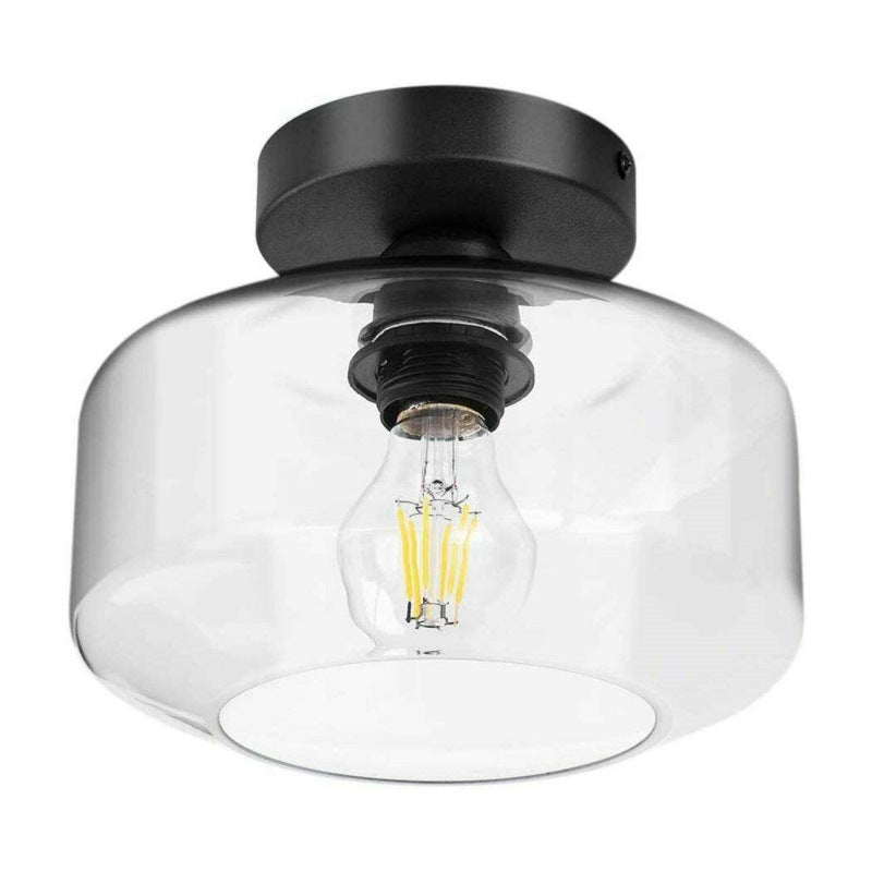 Retro Glass Ceiling Lamp with Metal Base