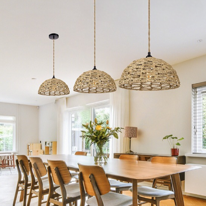Retro Handwoven Pendant Lamp Cotton and Seaweed
