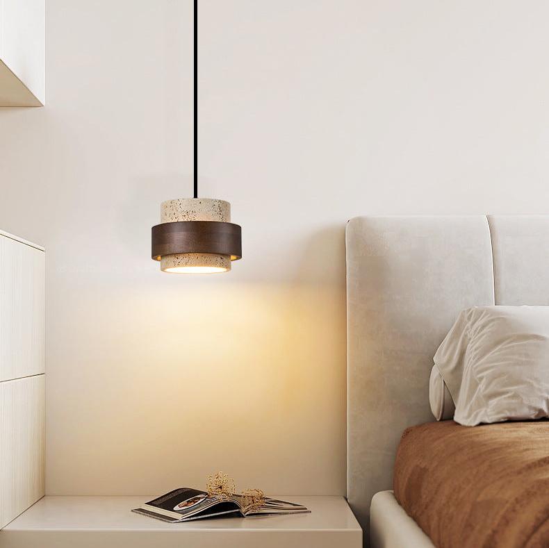 Candeeiro suspenso retro minimalista com travertino amarelo