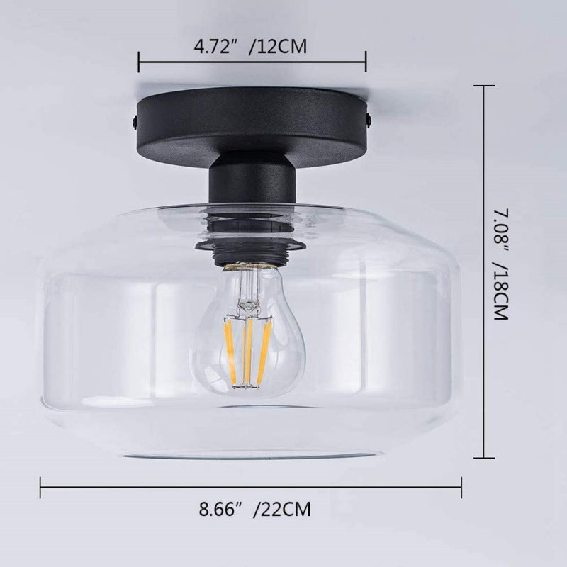 Retro Glass Ceiling Lamp with Metal Base