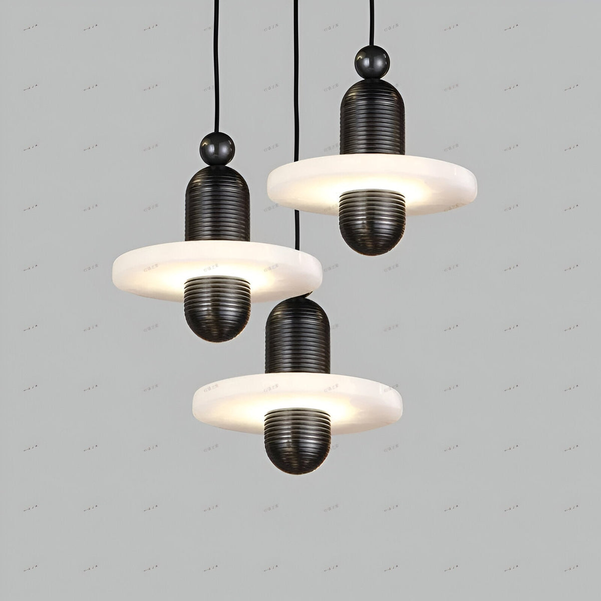 Modern LED Pendant Light in Iron and Alabaster