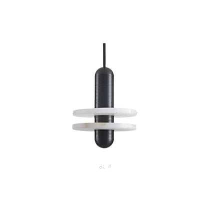 Modern LED Pendant Light in Iron and Alabaster