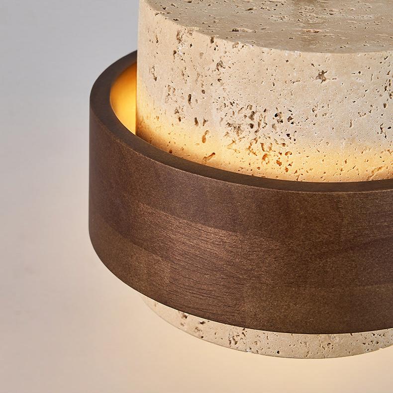Retro Minimalist Pendant Lamp with Yellow Travertine
