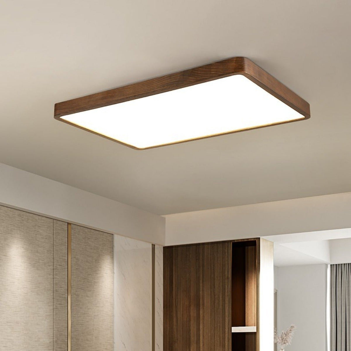 Deckenleuchte aus schwarzem Walnussholz mit dimmbarer LED