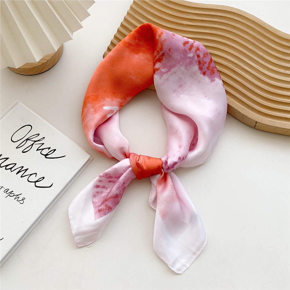 Satin Scarf with Print for Women