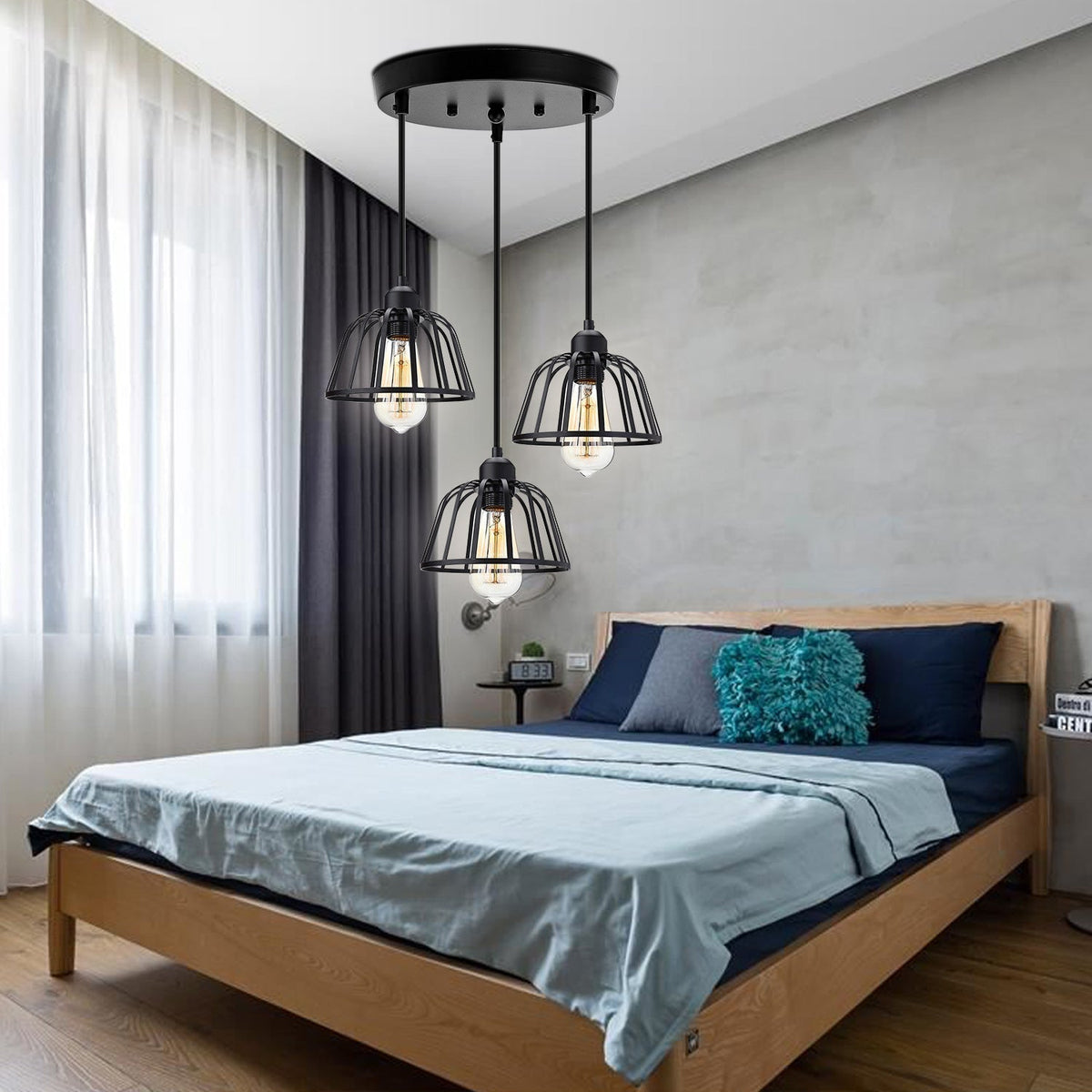 Retro Industrial Pendant Light Black Metal