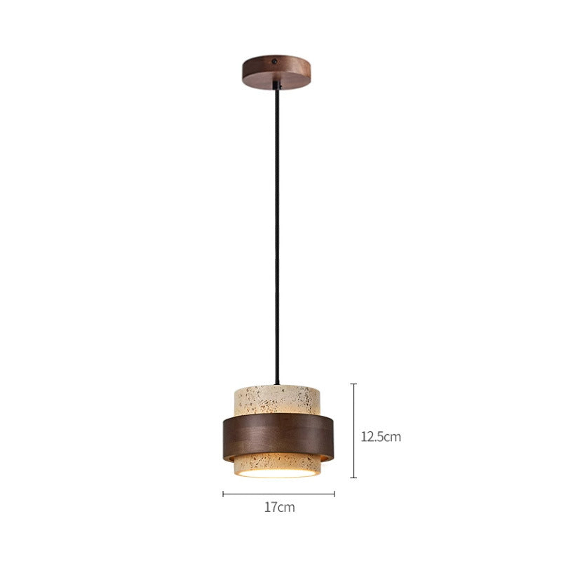 Retro Minimalist Pendant Lamp with Yellow Travertine