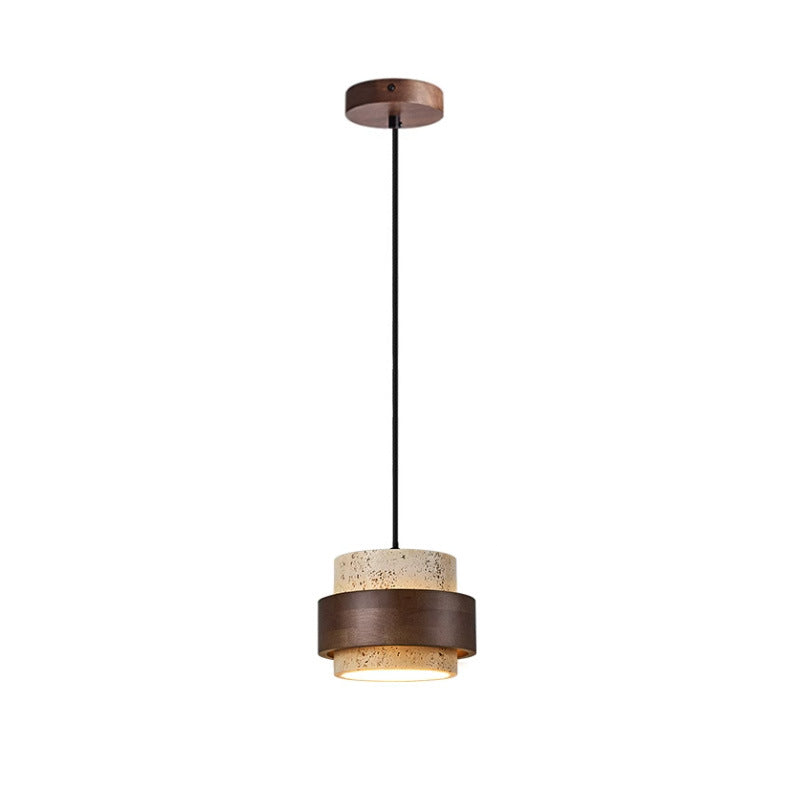 Retro Minimalist Pendant Lamp with Yellow Travertine