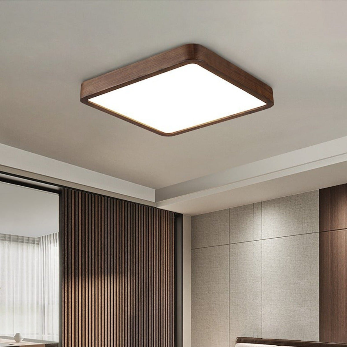 Black Walnut Ceiling Lamp with Dimmable LED