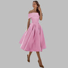 Vintage satijnen baljurk met blote schouders