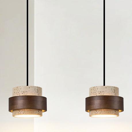 Retro Minimalist Pendant Lamp with Yellow Travertine