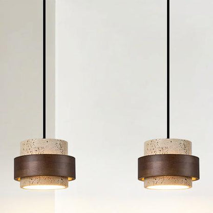 Retro Minimalist Pendant Lamp with Yellow Travertine