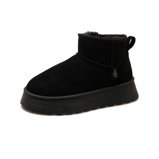 Trendy Winter Women's Platform Ankle Boots with Fleece Lining