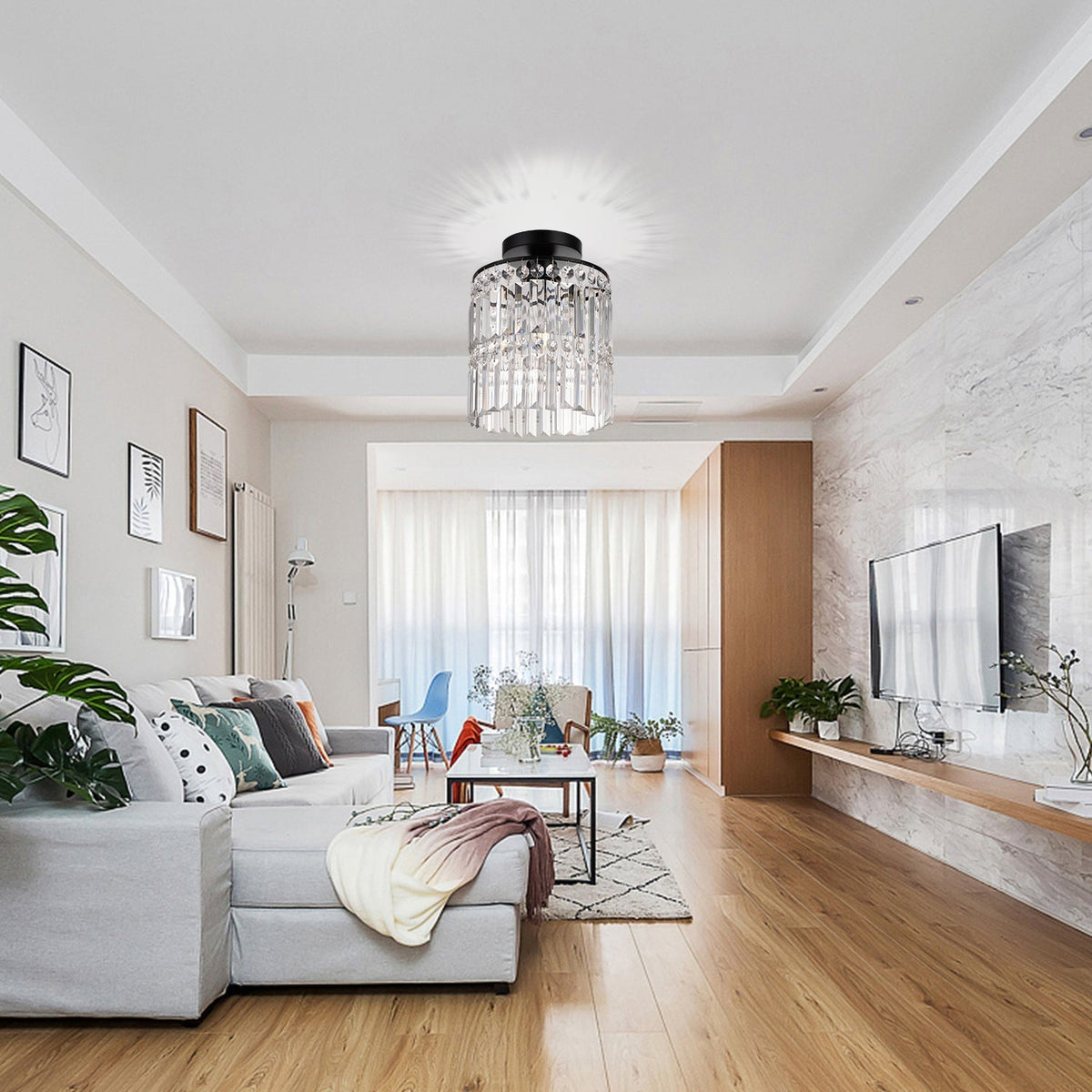 Luxury Crystal Ceiling Light with Copper Finish
