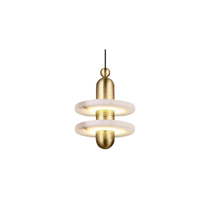 Modern LED Pendant Light in Iron and Alabaster