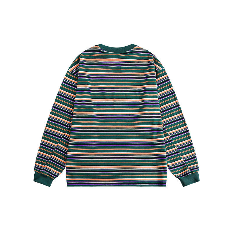 Ladies Timeless Striped Shirt with Round Neck and Long Sleeves