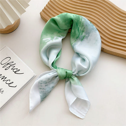 Satin Scarf with Print for Women
