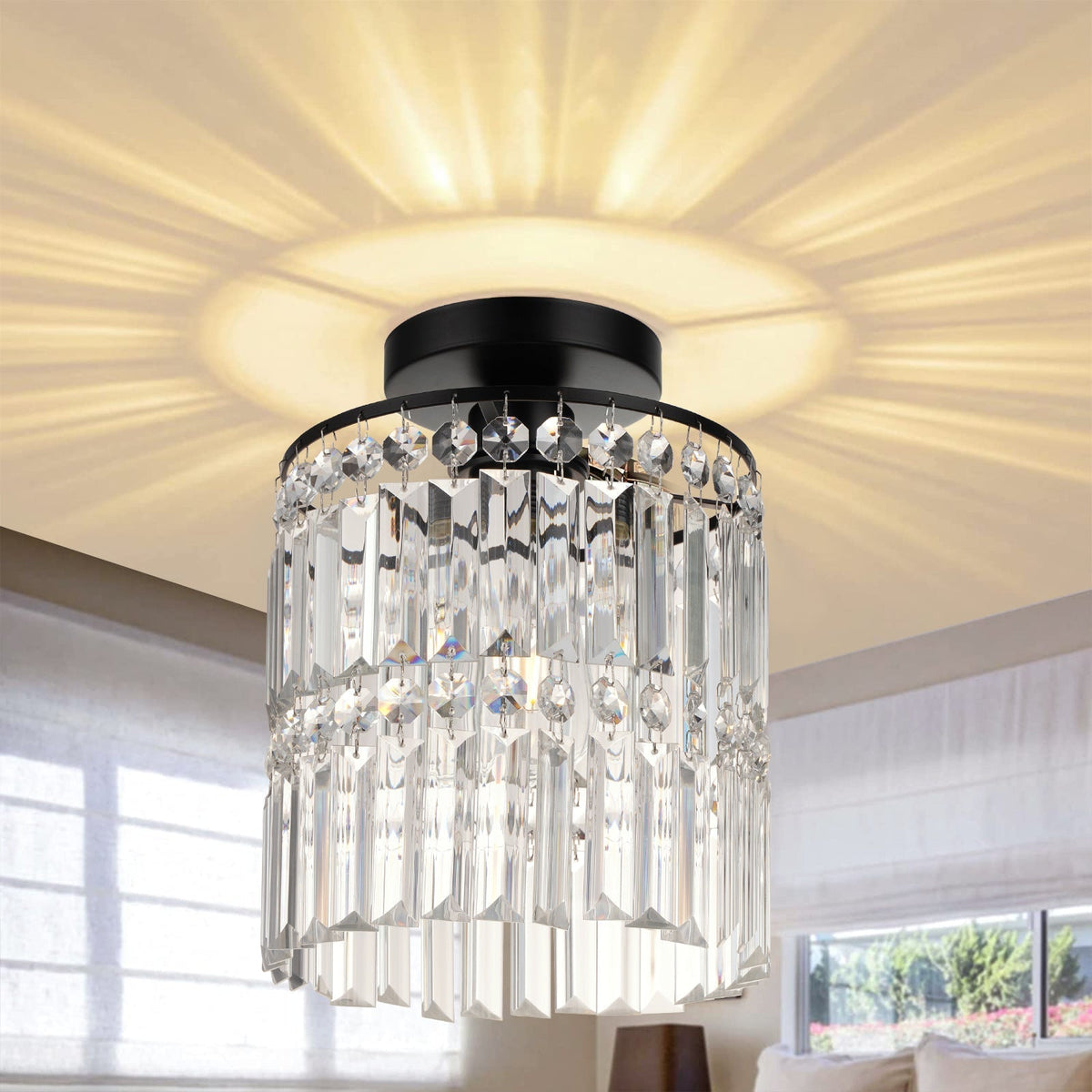 Luxury Crystal Ceiling Light with Copper Finish