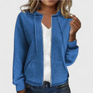 Ladies Waffle Knit Hoodie with Full Zip