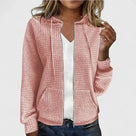 Ladies Waffle Knit Hoodie with Full Zip