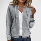 Ladies Waffle Knit Hoodie with Full Zip