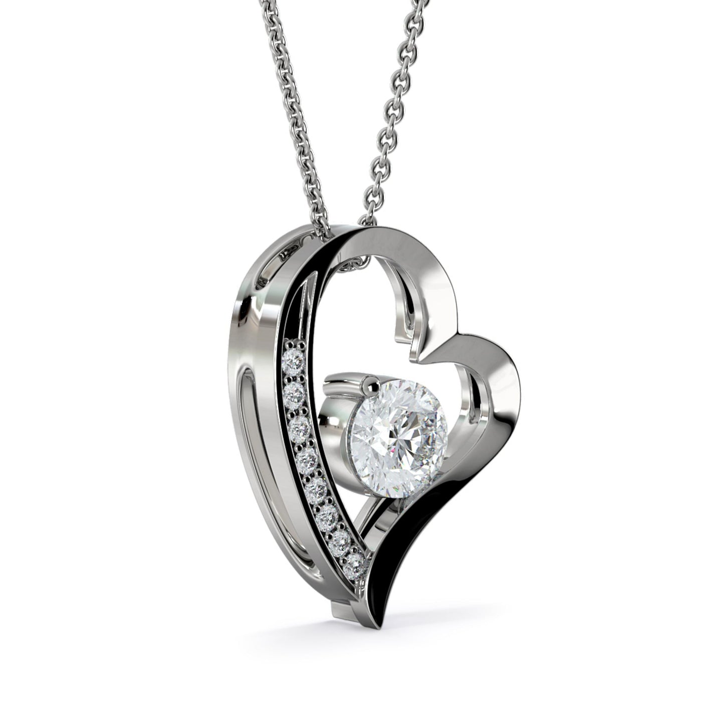 Heart-Shaped Pendant Necklace with Rhinestone Decoration