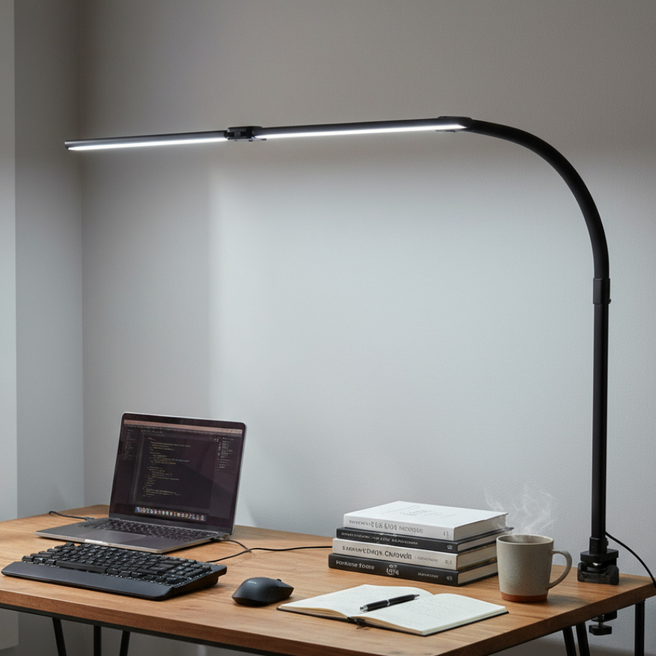 Modern LED Desk Lamp with Dimmable Light Settings and Flexible Arm for Workspaces
