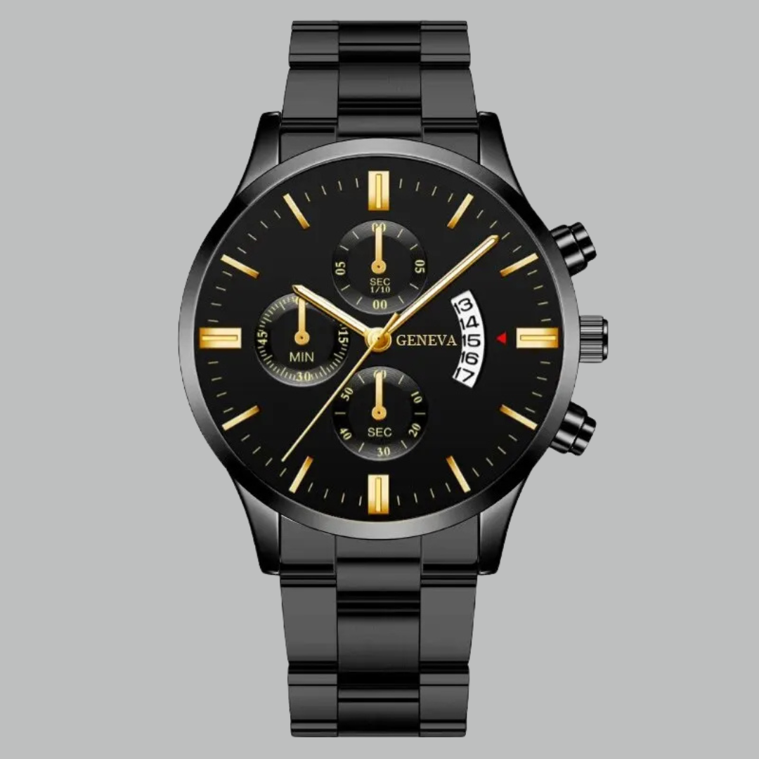 Men's Watch with Calendar, Stainless Steel Band and Scratch-Resistant Hardlex Glass