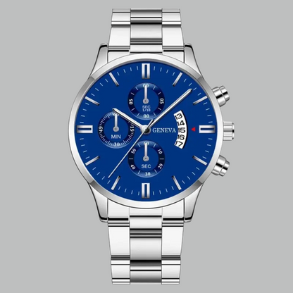 Men's Watch with Calendar, Stainless Steel Band and Scratch-Resistant Hardlex Glass