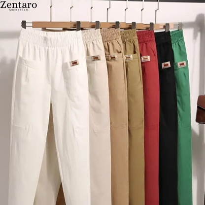 Ladies' Refined Trousers with Elastic Waist and Pockets