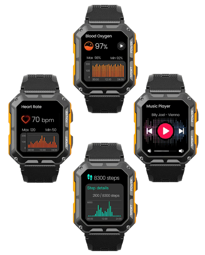 Outdoor Smartwatch with 5ATM Waterproofing and Health Monitoring
