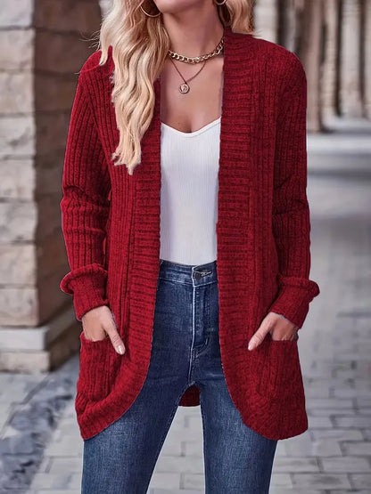 Open vest with ribbed texture