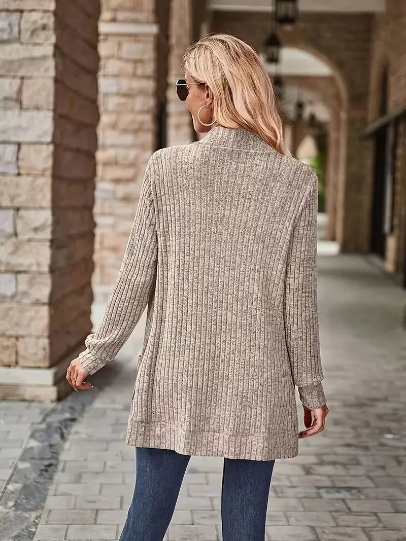 Open vest with ribbed texture