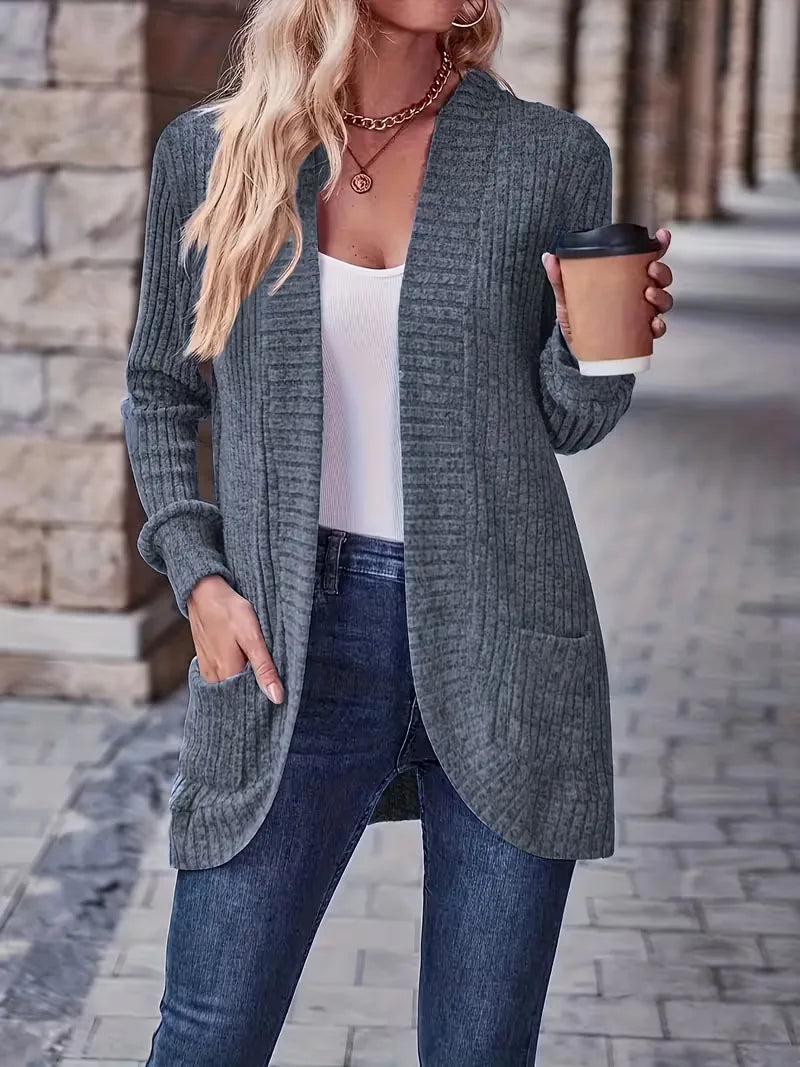 Open vest with ribbed texture