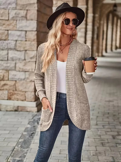 Open vest with ribbed texture