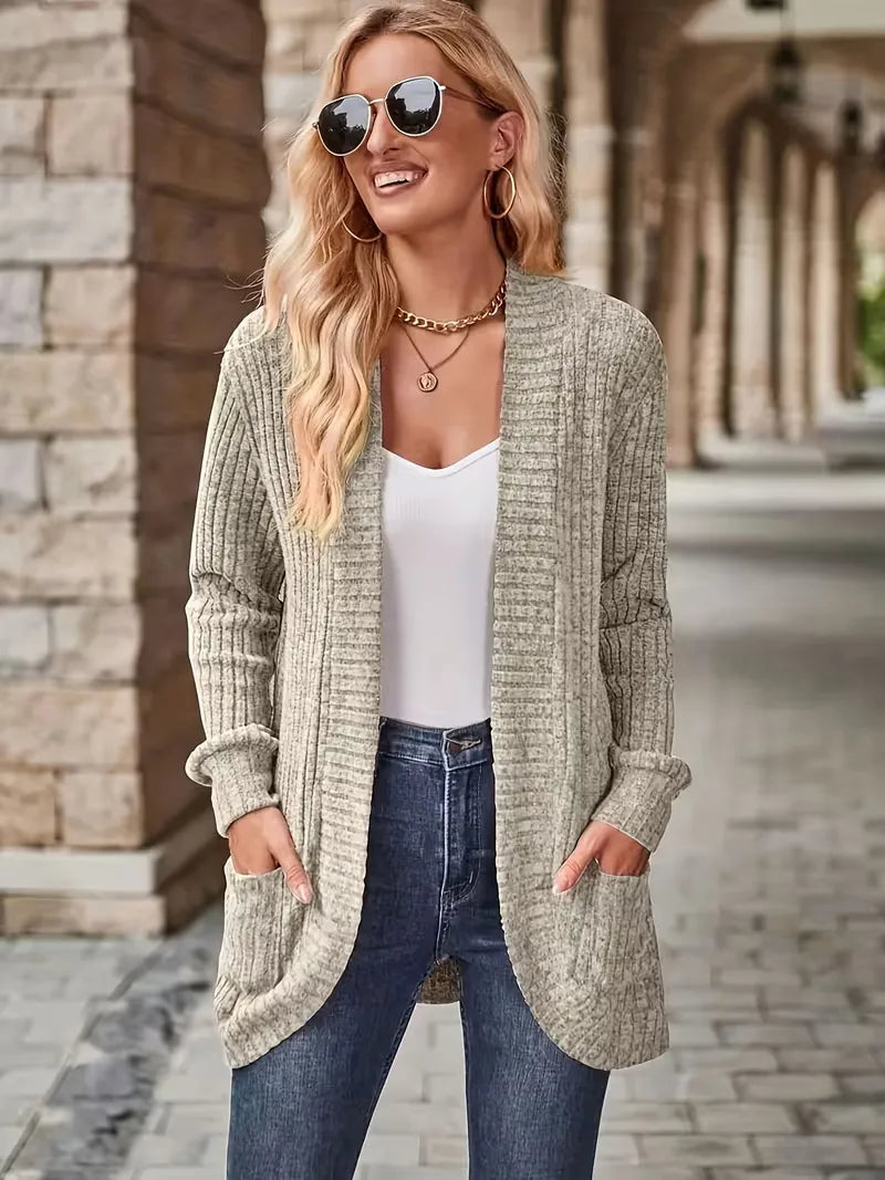 Open vest with ribbed texture