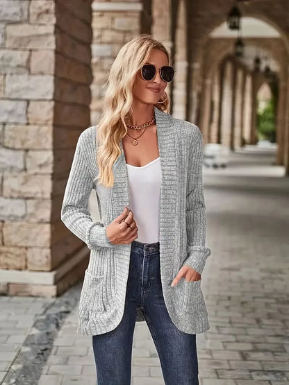 Open vest with ribbed texture