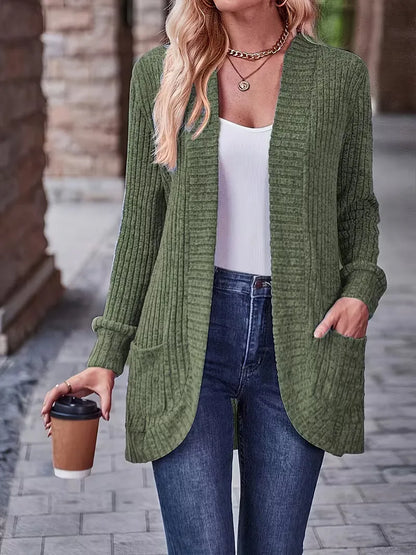 Open vest with ribbed texture