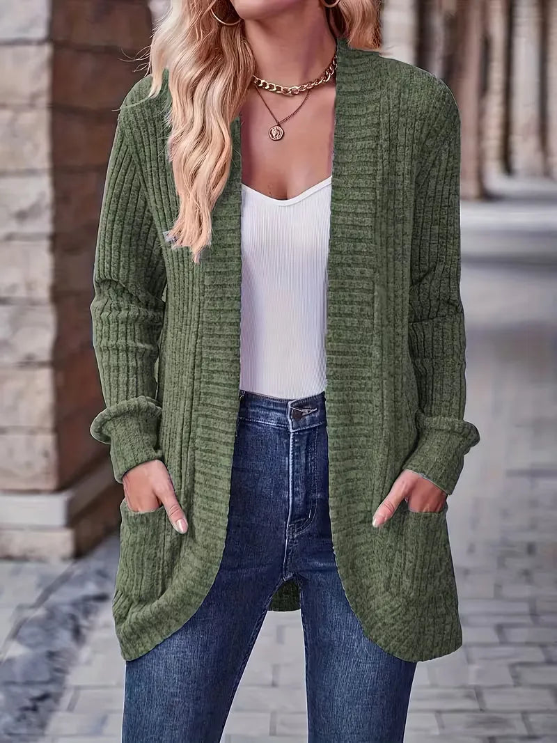Open vest with ribbed texture