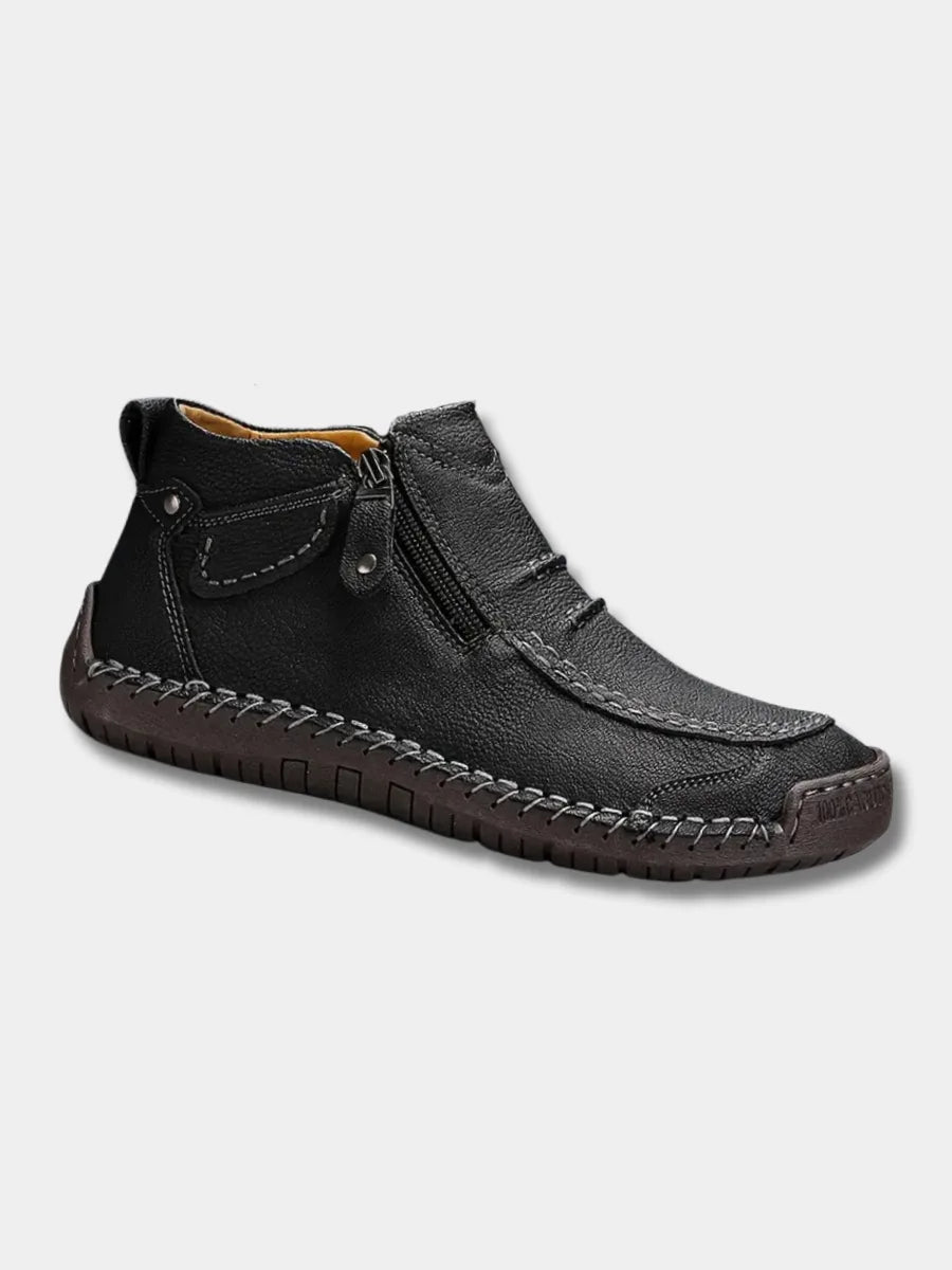 Orthopaedic Unisex Leather Shoes with Side Zip and Rubber Sole