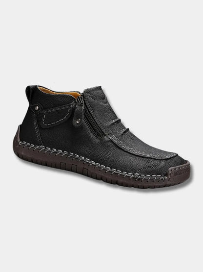 Orthopaedic Unisex Leather Shoes with Side Zip and Rubber Sole