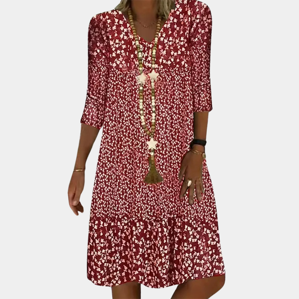 Light Midi Dress with Print for Women
