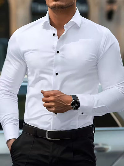 Shirt with Geometric Pattern and Slim Fit