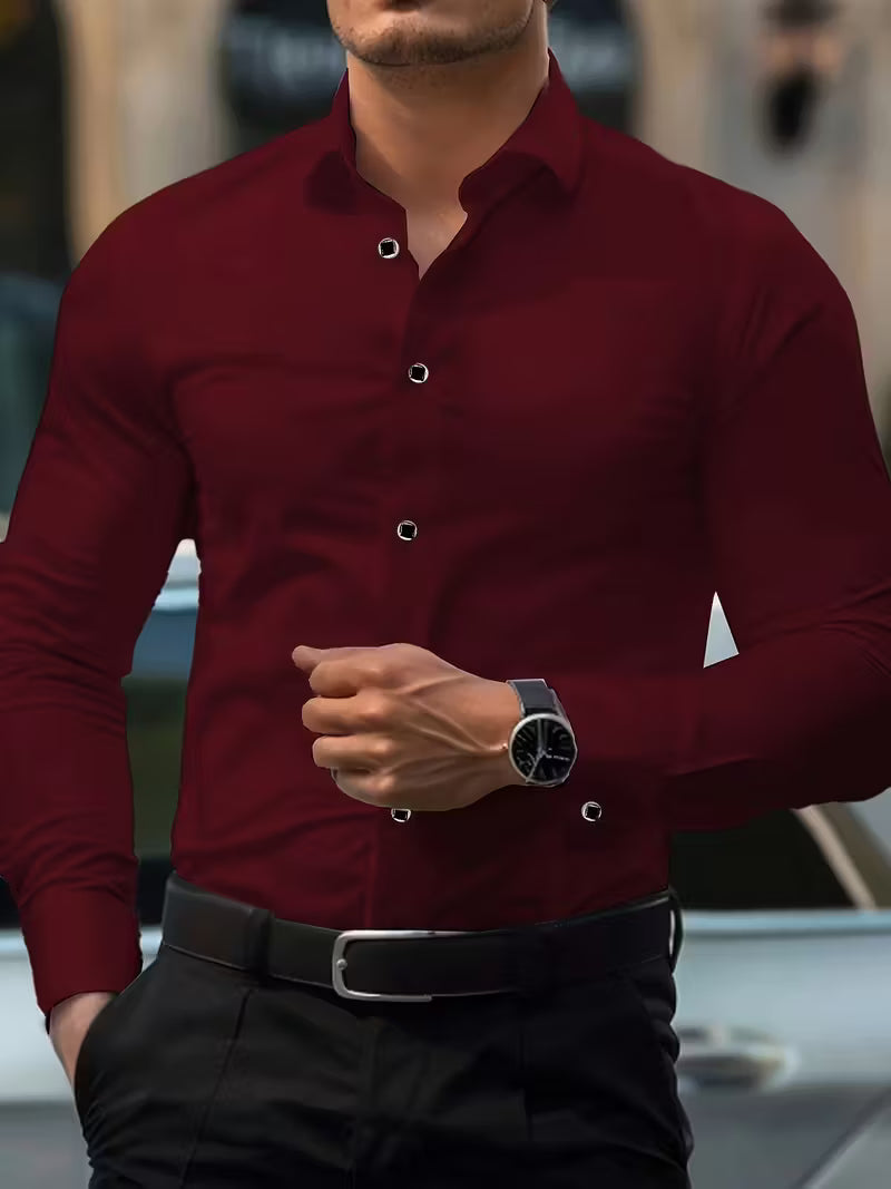 Shirt with Geometric Pattern and Slim Fit