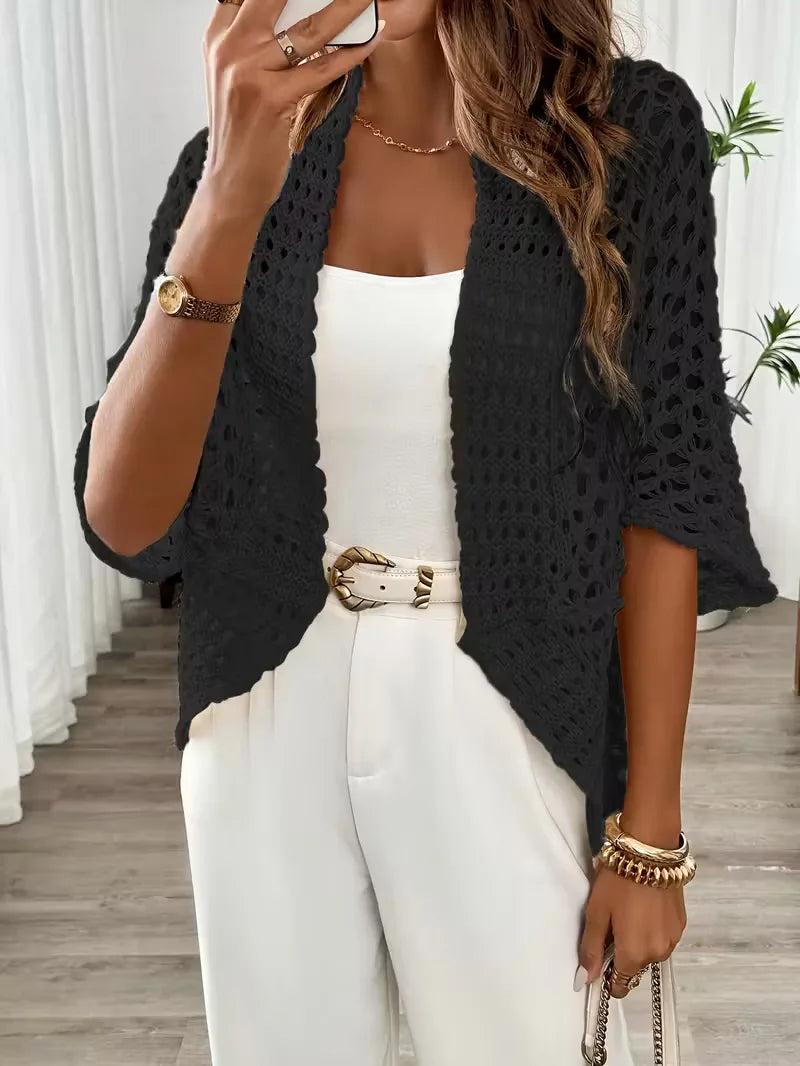 Oversized cardigan with hollow-out design