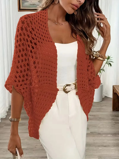 Oversized cardigan with hollow-out design