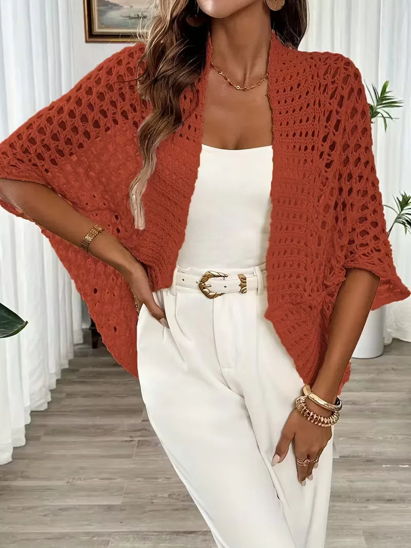 Oversized cardigan with hollow-out design