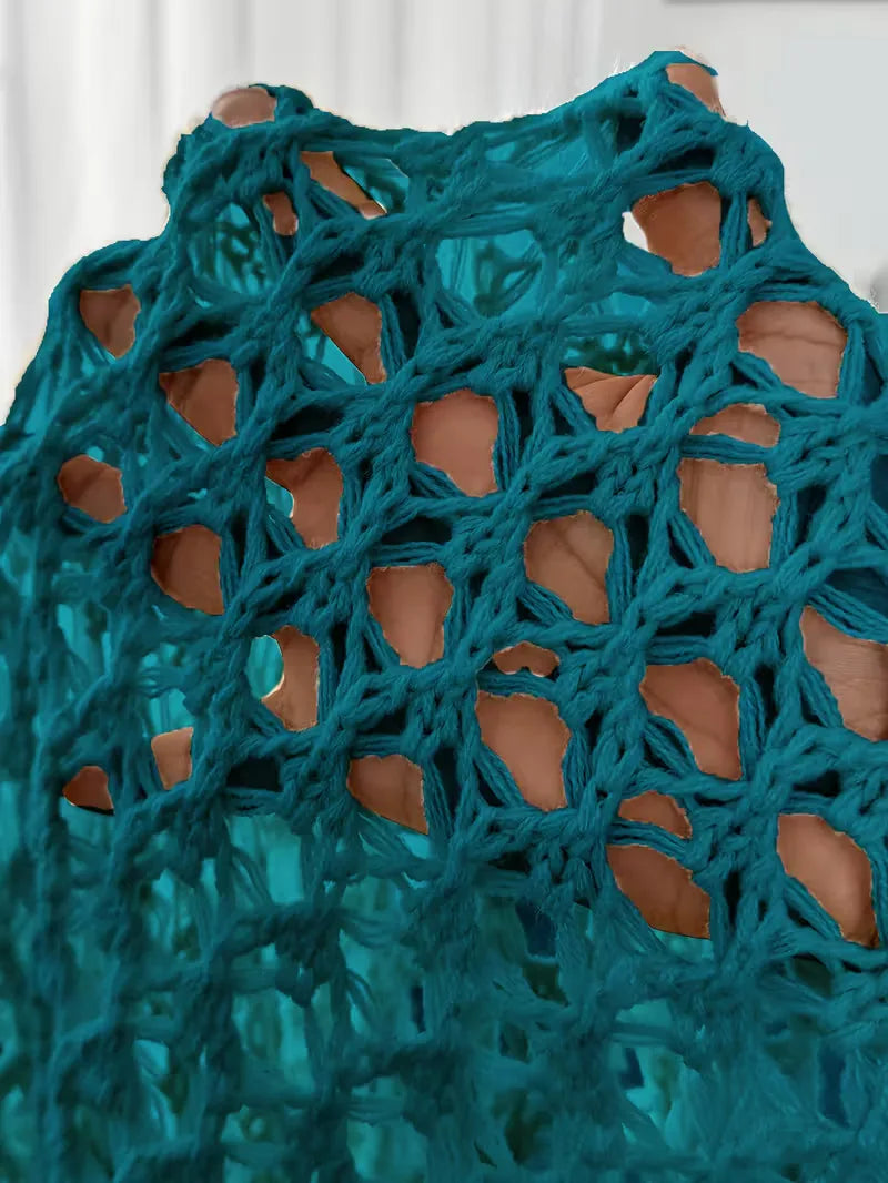 Oversized cardigan with hollow-out design