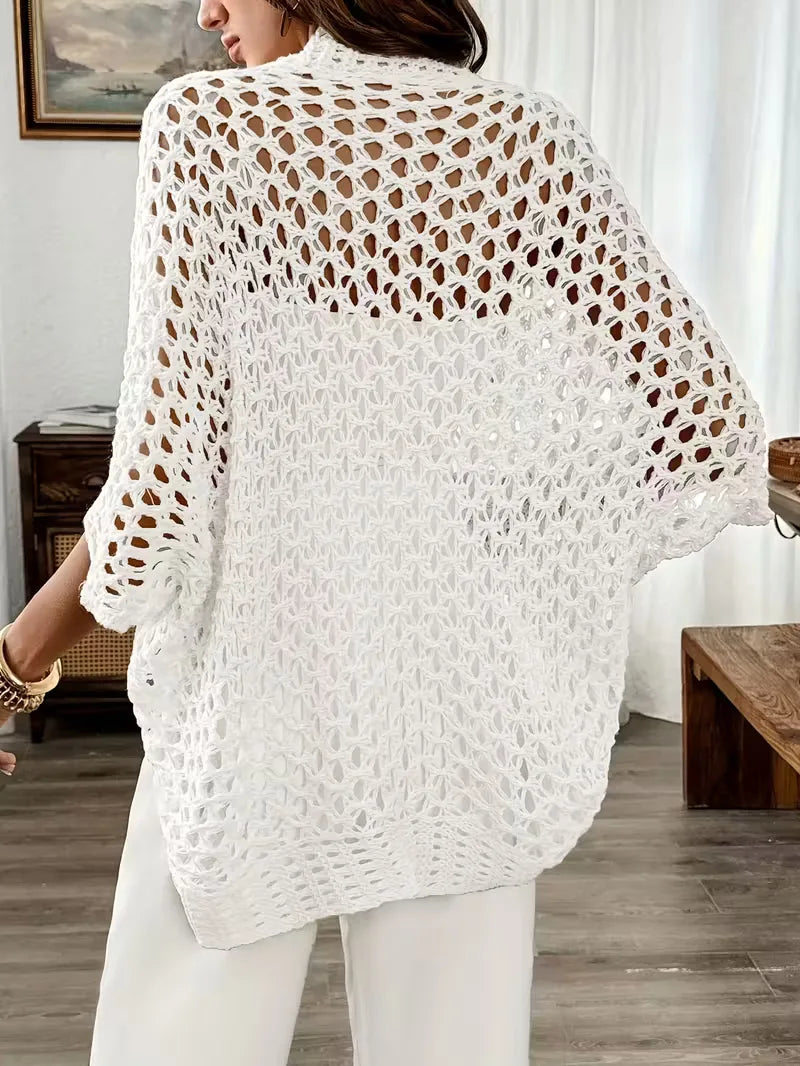 Oversized cardigan with hollow-out design